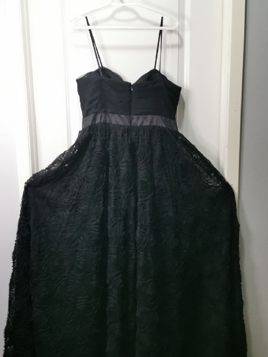 Adrianna Papell Black Strapless A-Line Gown with Beaded Waistband. Crinoline. - Picture 8 of 12